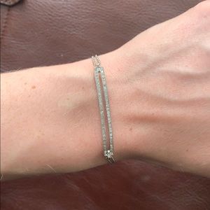 Sterling silver and Pavé Diamond Bolo Bracelet